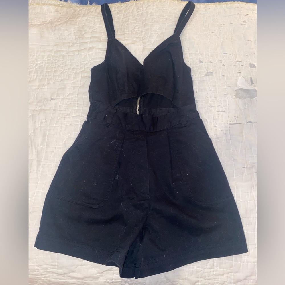Urban Outfitters Black Denim Utility Romper